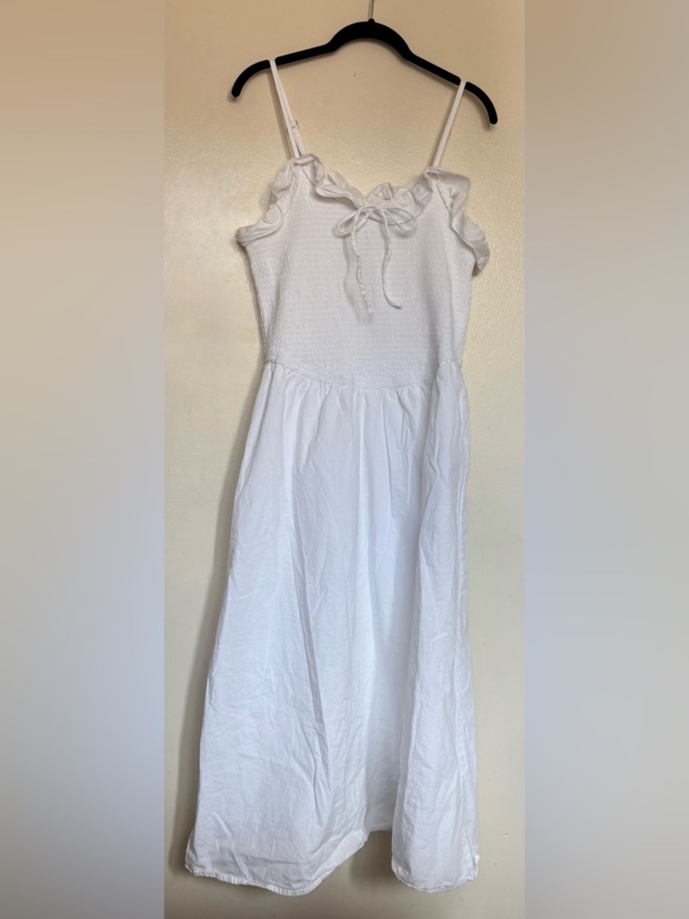 White Smocked Bodice Cotton Dress